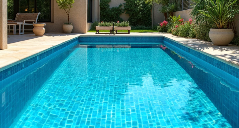 Bassin entièrement re-carrelé, étanchéité refaite